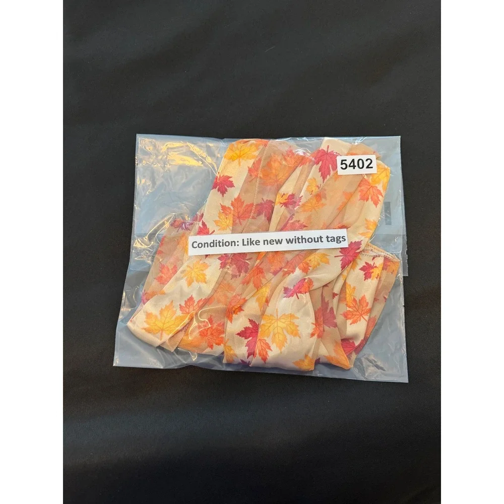 Autumn Maple Leaf Print Oblong Scarf Orange Red Yellow Silk Feel Fall Accessory
